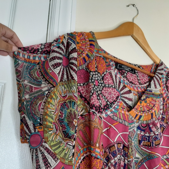 Multicolor Bright Funky Sheer Top Coverup - Picture 2 of 5